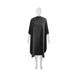 Olivia Garden NewCycle 100% recycled black salon cape shown on a mannequin, on a plain white background