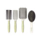 Olivia Garden NewCycle styling brush set of 4 — round smoothing, vent styler, large paddle and oval smoothing paddle laid out on a plain white background