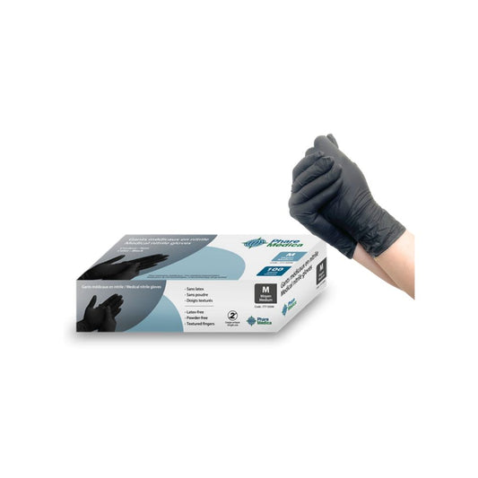 Phare Medica black nitrile gloves, box of 100