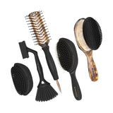 Olivia Garden OG Barber Wave set of five brushes — palm, combo, vegan boar, fade duster and ionic tunnel — on a plain white background