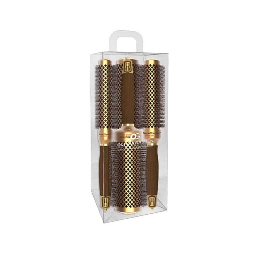 Olivia Garden NanoThermic Speed XL set of three extra-long-barrel brushes in its retail box