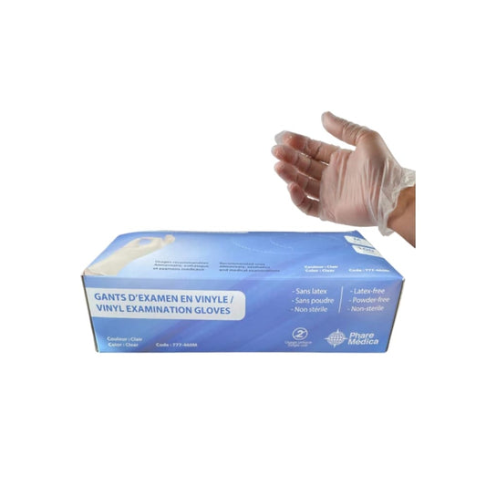 Phare Medica clear vinyl gloves, box of 150
