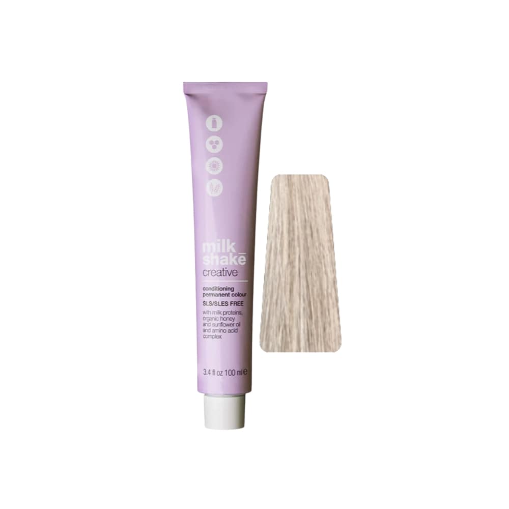 milk_shake Creative Permanent Colour 10A Ash Platinum Lightest Blond (10.1) 100 ml tube with swatch