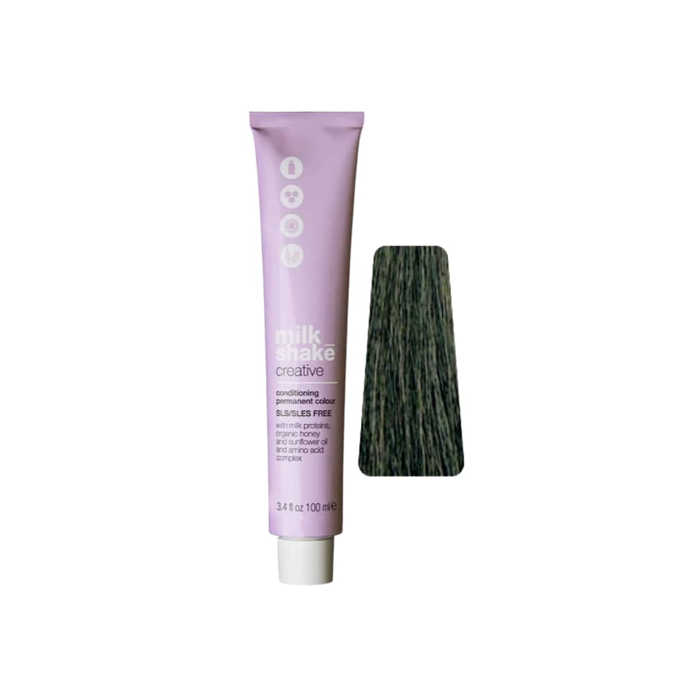 milk_shake Creative Permanent Colour 4AA Intense Ash Medium Brown (4.11) 100 ml tube with swatch
