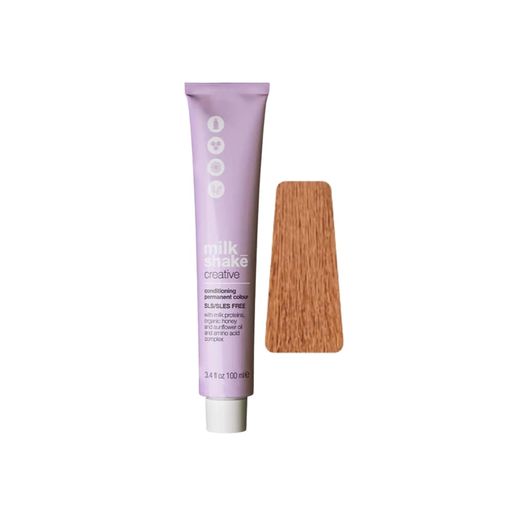 milk_shake Creative Permanent Colour 7CGA Copper Golden Ash Medium Blond (7.431) 100 ml tube with swatch