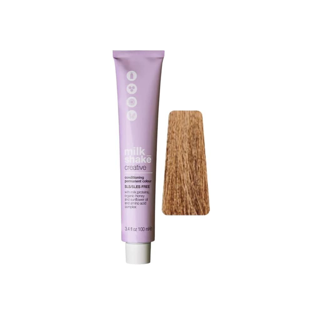 milk_shake Creative Permanent Colour 8GM Golden Mahogany Light Blond (8.35) 100 ml tube with swatch