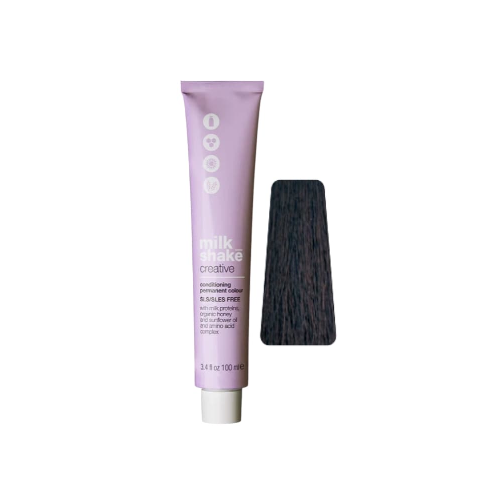 milk_shake Creative Permanent Colour 4CA Copper Ash Medium Brown (4.41) 100 ml tube with swatch
