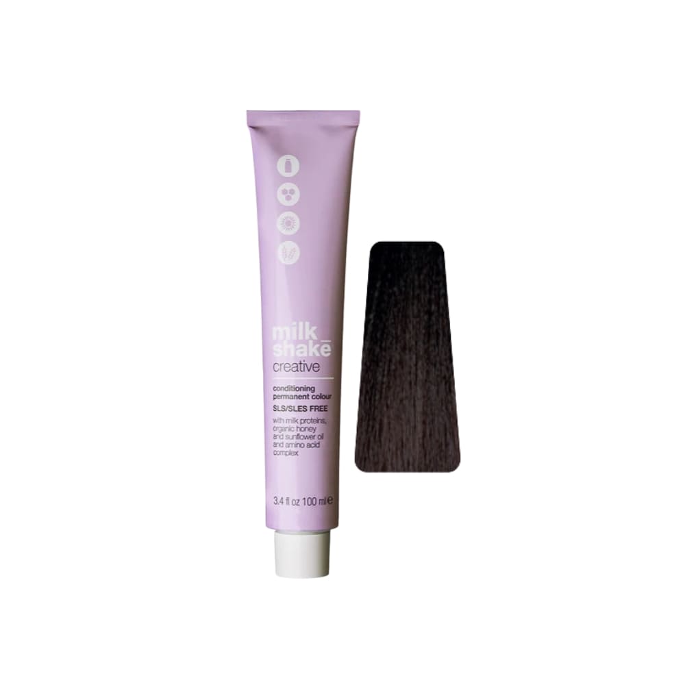 milk_shake Creative Permanent Colour 3BV Moka Violet Dark Brown (3.87) 100 ml tube with swatch