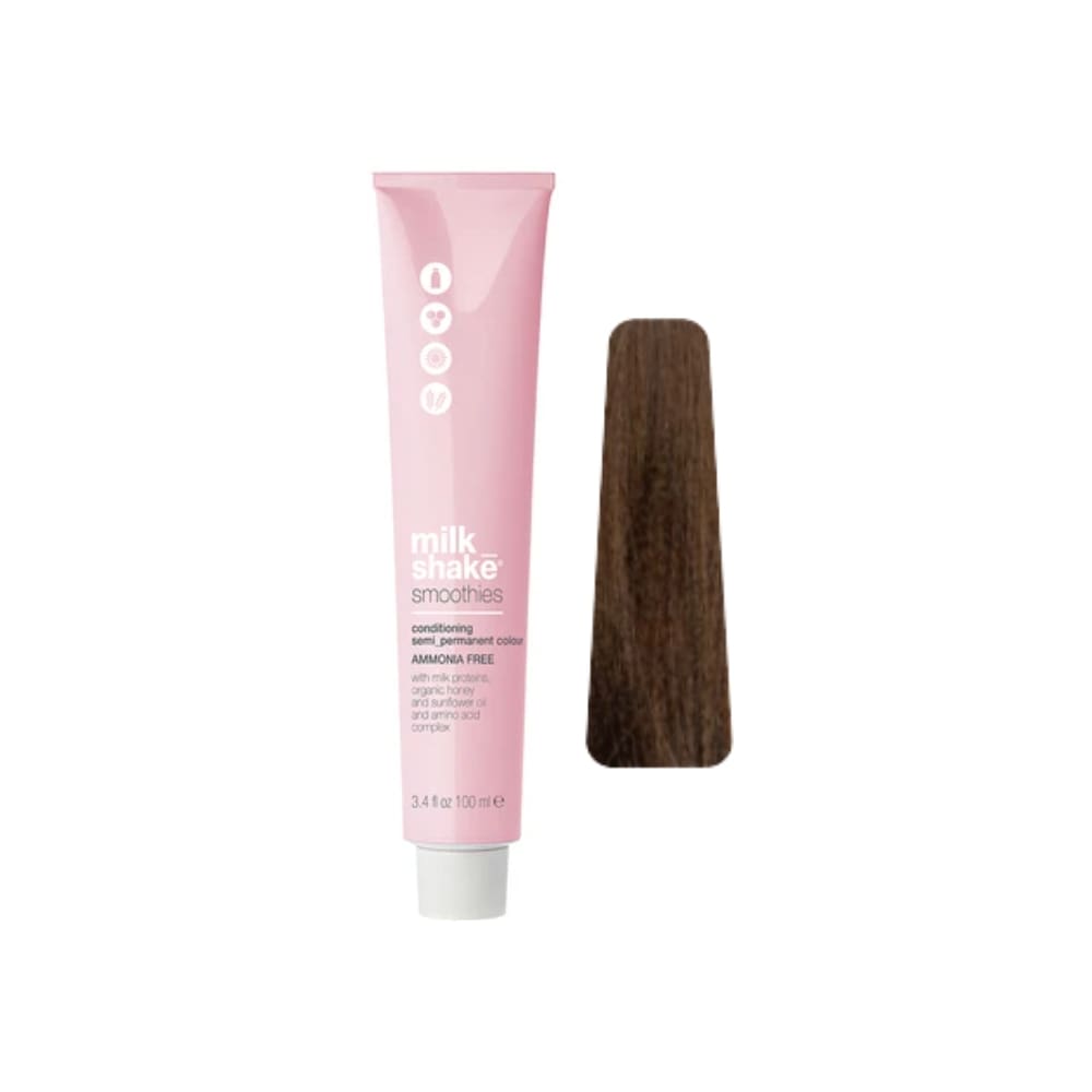 milk_shake Smoothies Semi-Permanent Hair Colour — 6N Dark Blond 100 ml tube and swatch