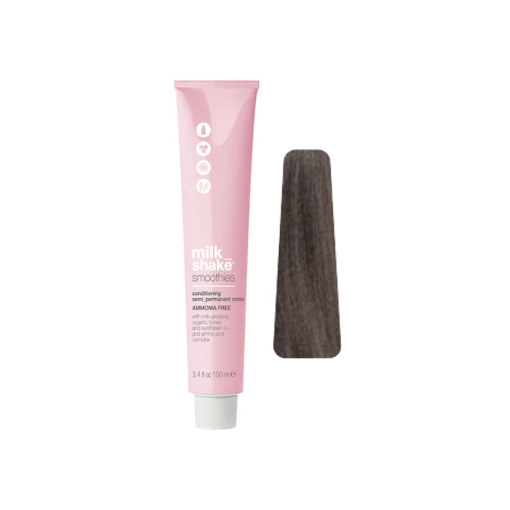 milk_shake Smoothies Semi-Permanent Hair Colour — 6A Ash Dark Blond 100 ml tube and swatch