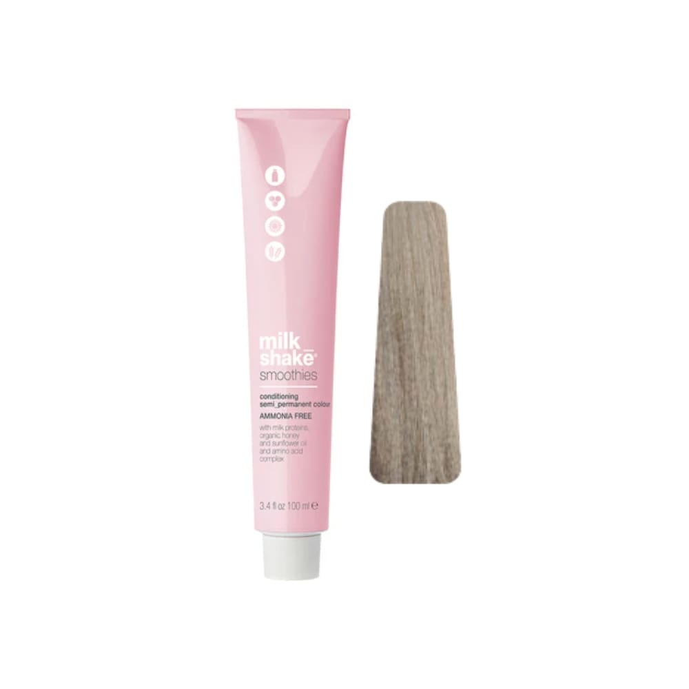 milk_shake Smoothies Semi-Permanent Hair Colour — 9A Ash Very Light Blond 100 ml tube and swatch