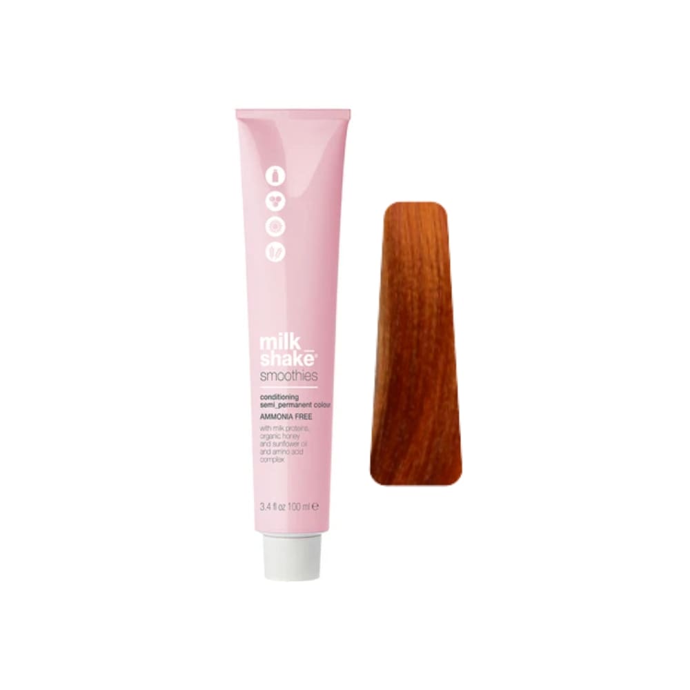 milk_shake Smoothies Semi-Permanent Hair Colour — 7CG Copper Golden Medium Blond 100 ml tube and swatch