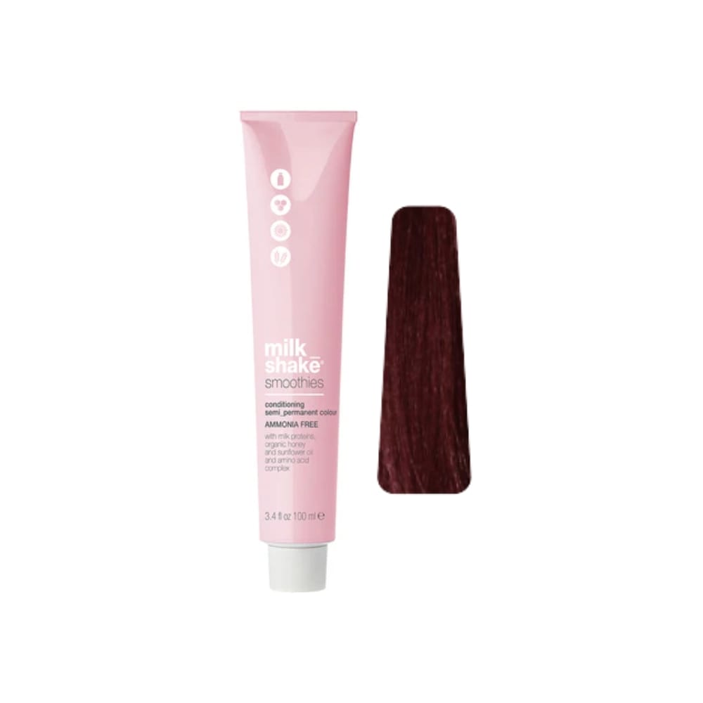 milk_shake Smoothies Semi-Permanent Hair Colour — 5R Red Light Brown 100 ml tube and swatch