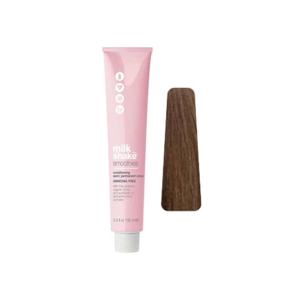 milk_shake Smoothies Semi-Permanent Hair Colour — 6BB Intense Moka Dark Blond 100 ml tube and swatch