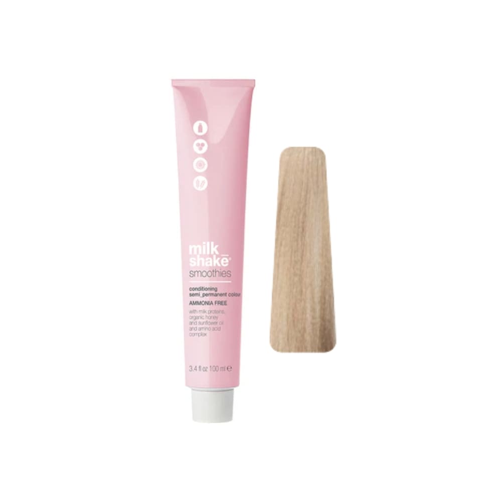 milk_shake Smoothies Semi-Permanent Hair Colour — 10NB Natural Moka Platinum Lightest Blond 100 ml tube and swatch