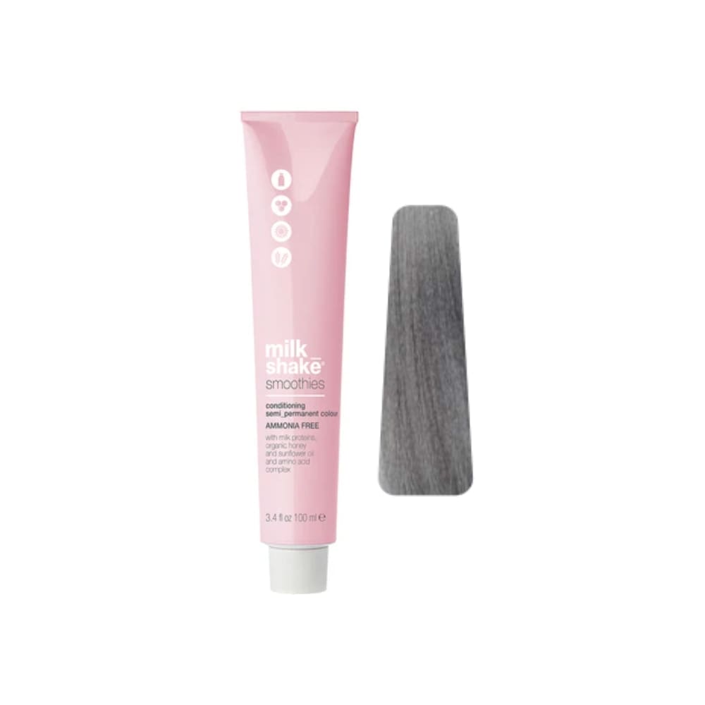 milk_shake Smoothies Semi-Permanent Hair Colour — 10AA Intense Ash Platinum Lightest Blond 100 ml tube and swatch