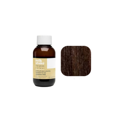 milk_shake The Gloss Colour 4N Medium Brown (4) 60 ml — bottle and shade swatch, plain white background