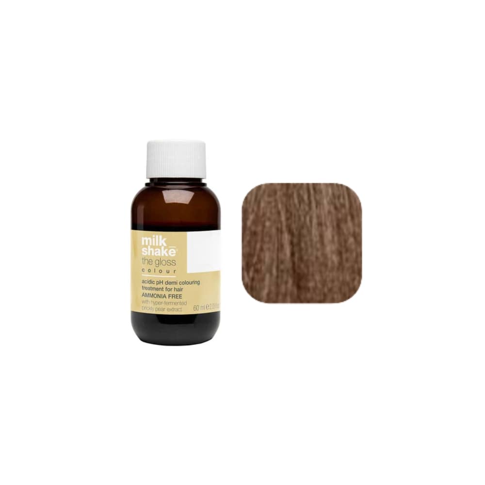 milk_shake The Gloss Colour 6N Dark Blonde (6) 60 ml — bottle and shade swatch, plain white background