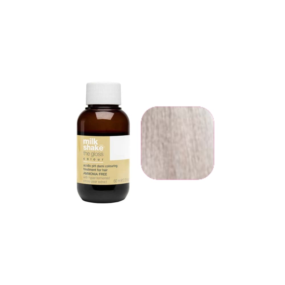 milk_shake The Gloss Colour 9AV Ash Violet Very Light Blonde (9.17) 60 ml — bottle and shade swatch, plain white background