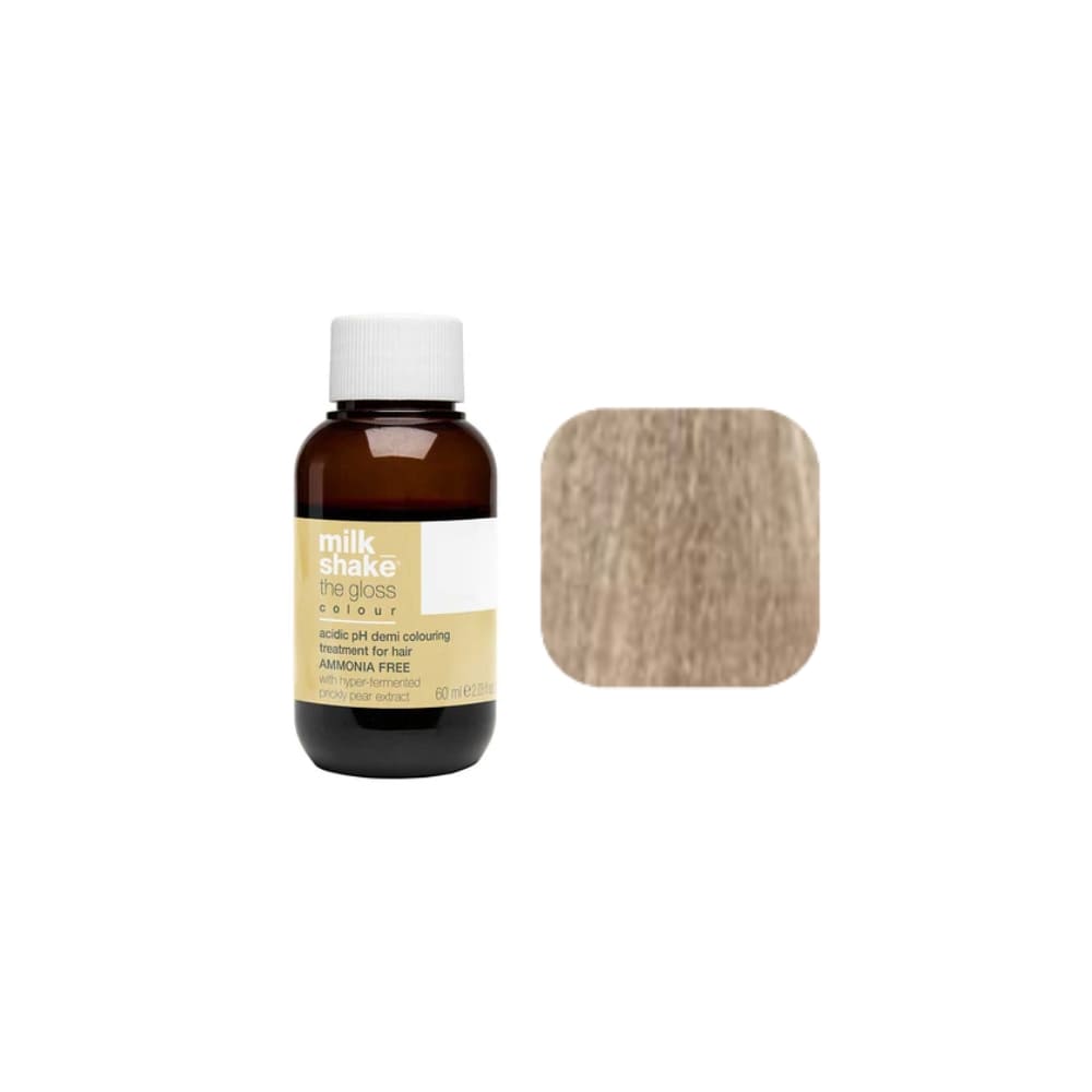 milk_shake The Gloss Colour 9AG Ash Golden Very Light Blonde (9.13) 60 ml — bottle and shade swatch, plain white background
