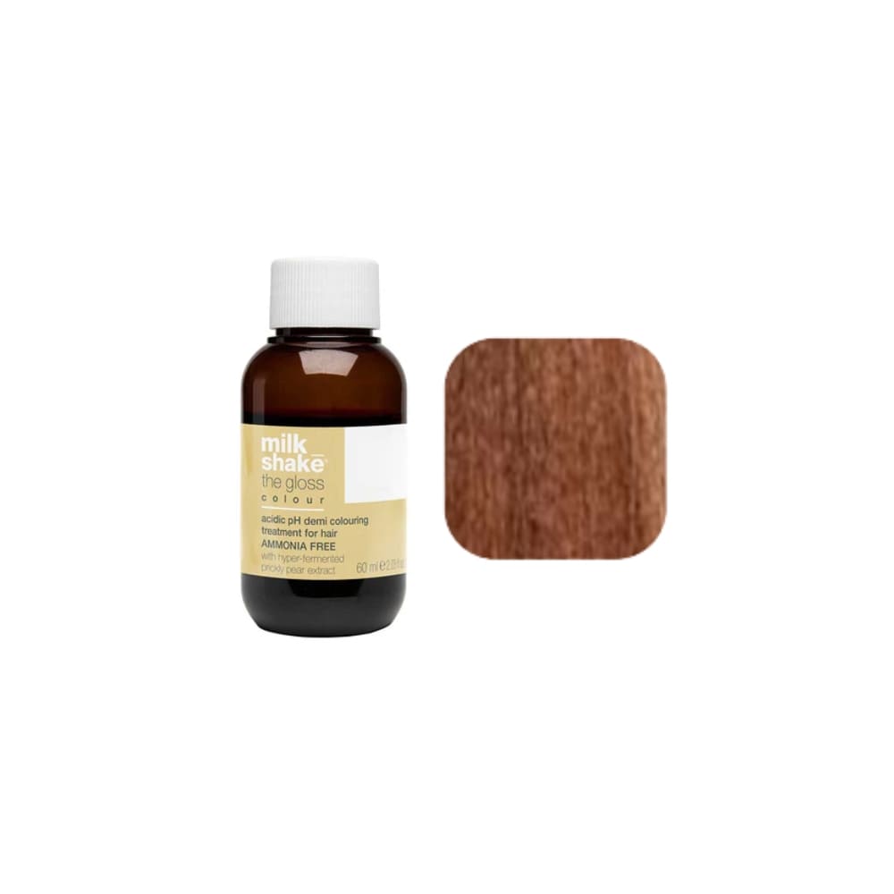 milk_shake The Gloss Colour 7C Copper Medium Blonde (7.4) 60 ml — bottle and shade swatch, plain white background