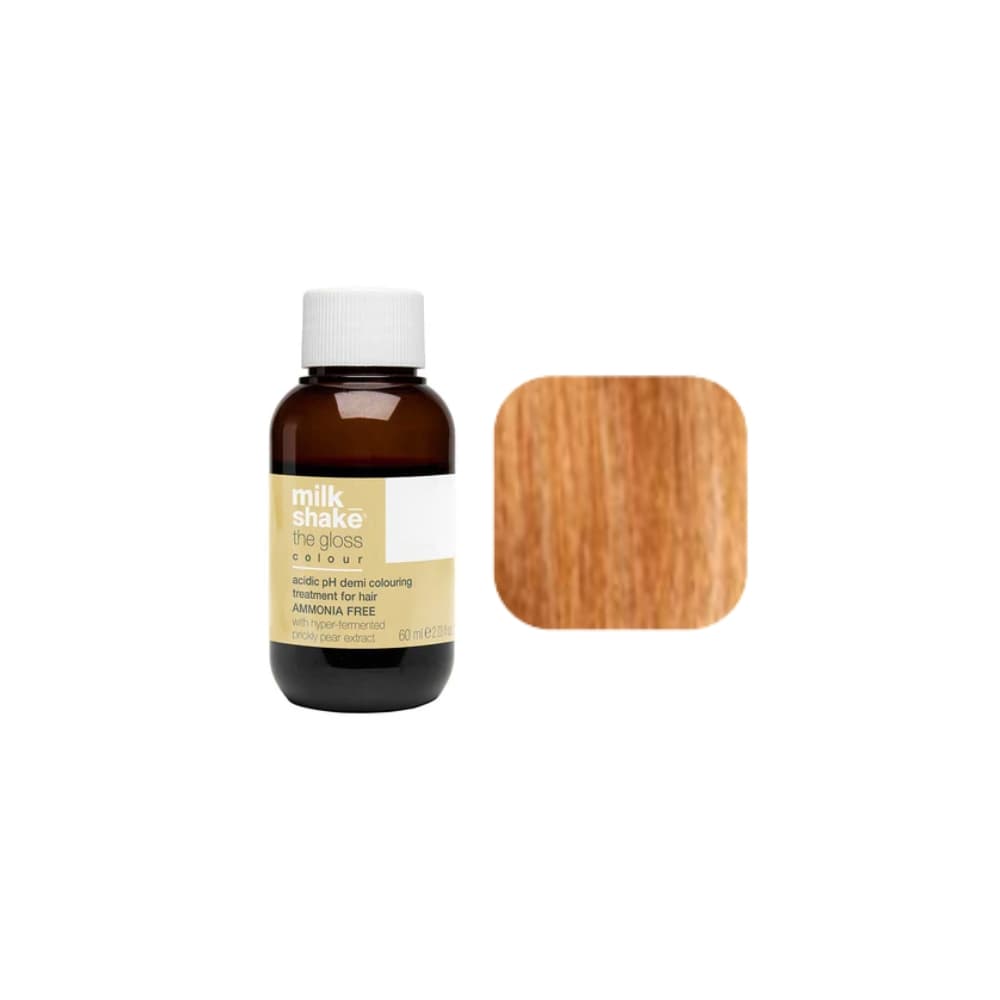 milk_shake The Gloss Colour 9CG Copper Golden Very Light Blonde (9.43) 60 ml — bottle and shade swatch, plain white background