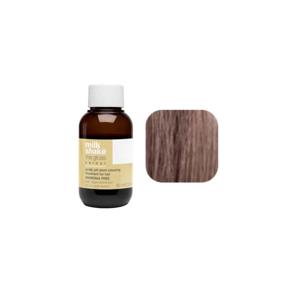 milk_shake The Gloss Colour 7V Violet Medium Blonde (7.7) 60 ml — bottle and shade swatch, plain white background