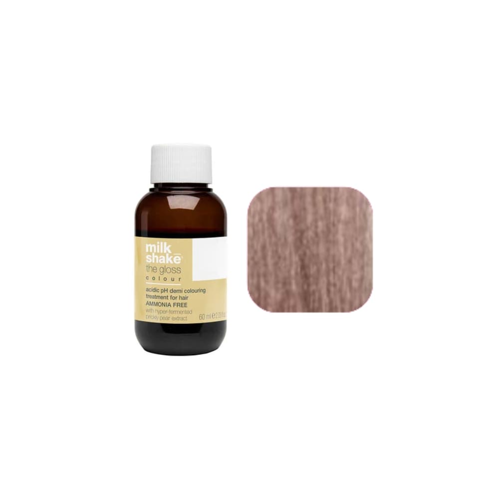 milk_shake The Gloss Colour 8V Violet Light Blonde (8.7) 60 ml — bottle and shade swatch, plain white background