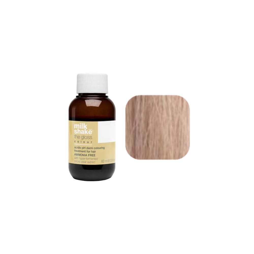 milk_shake The Gloss Colour 9V Violet Very Light Blonde (9.7) 60 ml — bottle and shade swatch, plain white background