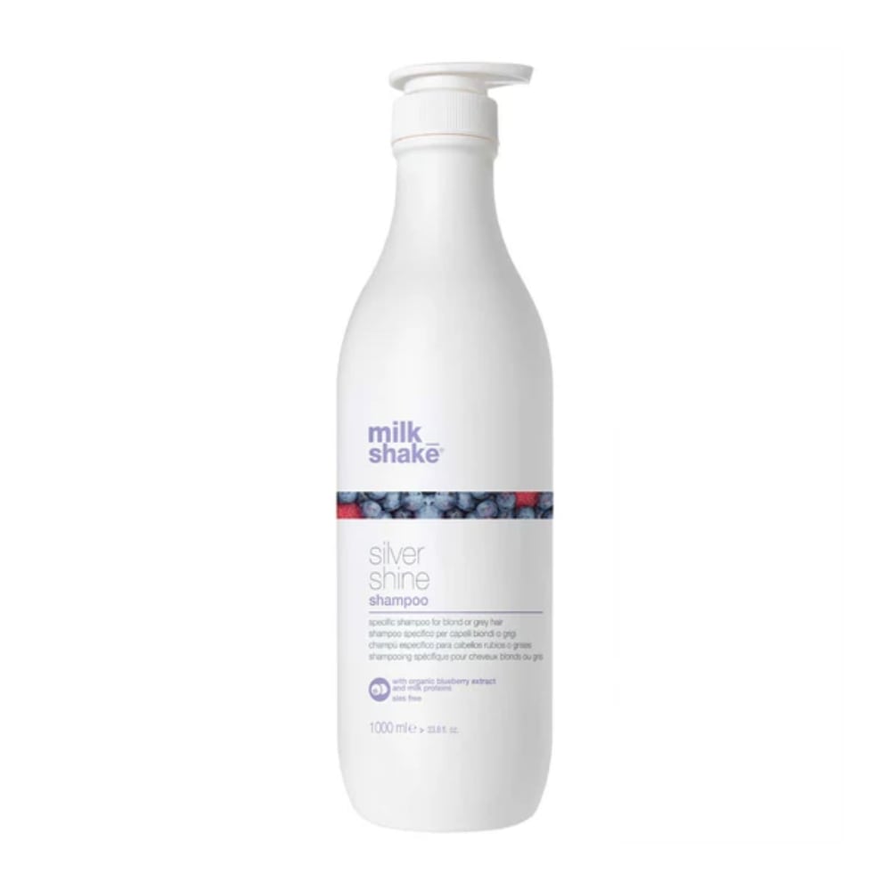 milk_shake Silver Shine Shampoo — 1000 ml distributor packshot, plain white background