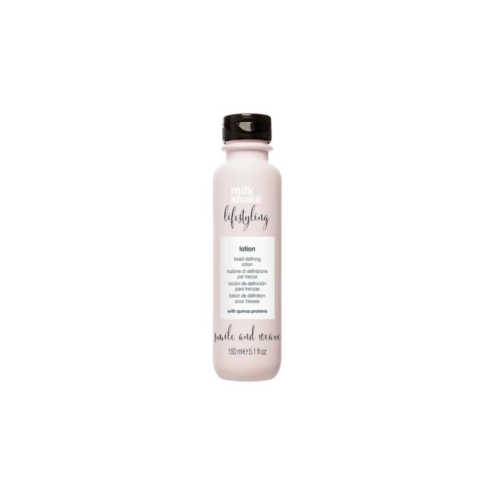 milk_shake Lifestyling Smile & Weave Braid Lotion — 150 ml distributor packshot, plain white background
