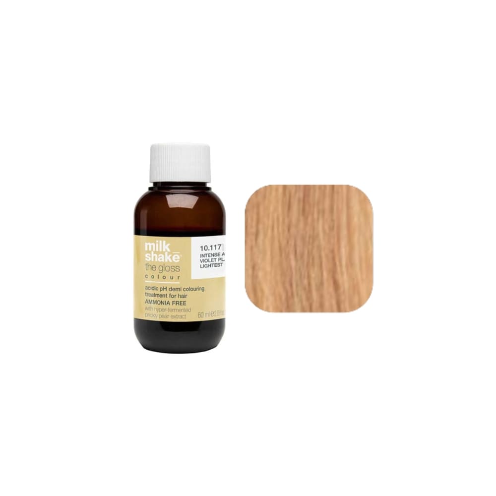 milk_shake The Gloss Colour 10NC Natural Copper Platinum Lightest Blonde (10.04) 60 ml — bottle and shade swatch, plain white background