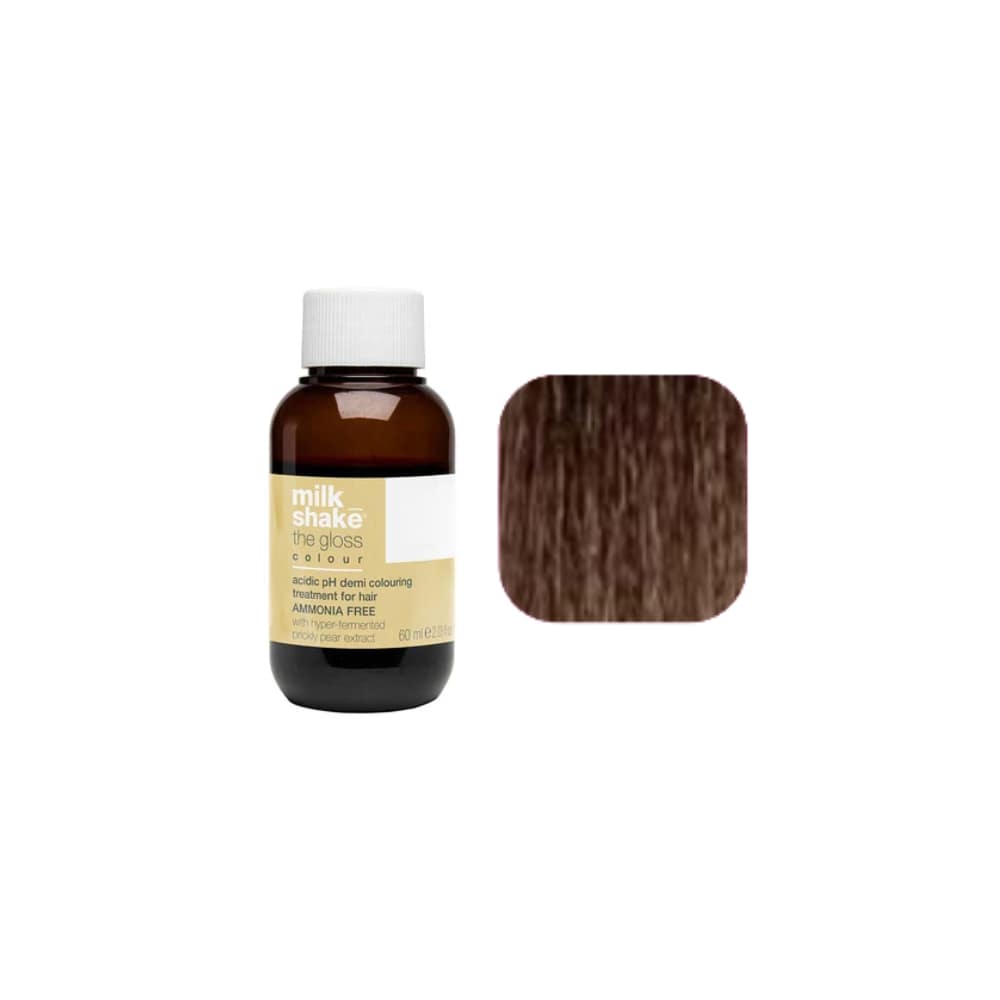 milk_shake The Gloss Colour 6NB Natural Moka Dark Blonde (6.08) 60 ml — bottle and shade swatch, plain white background