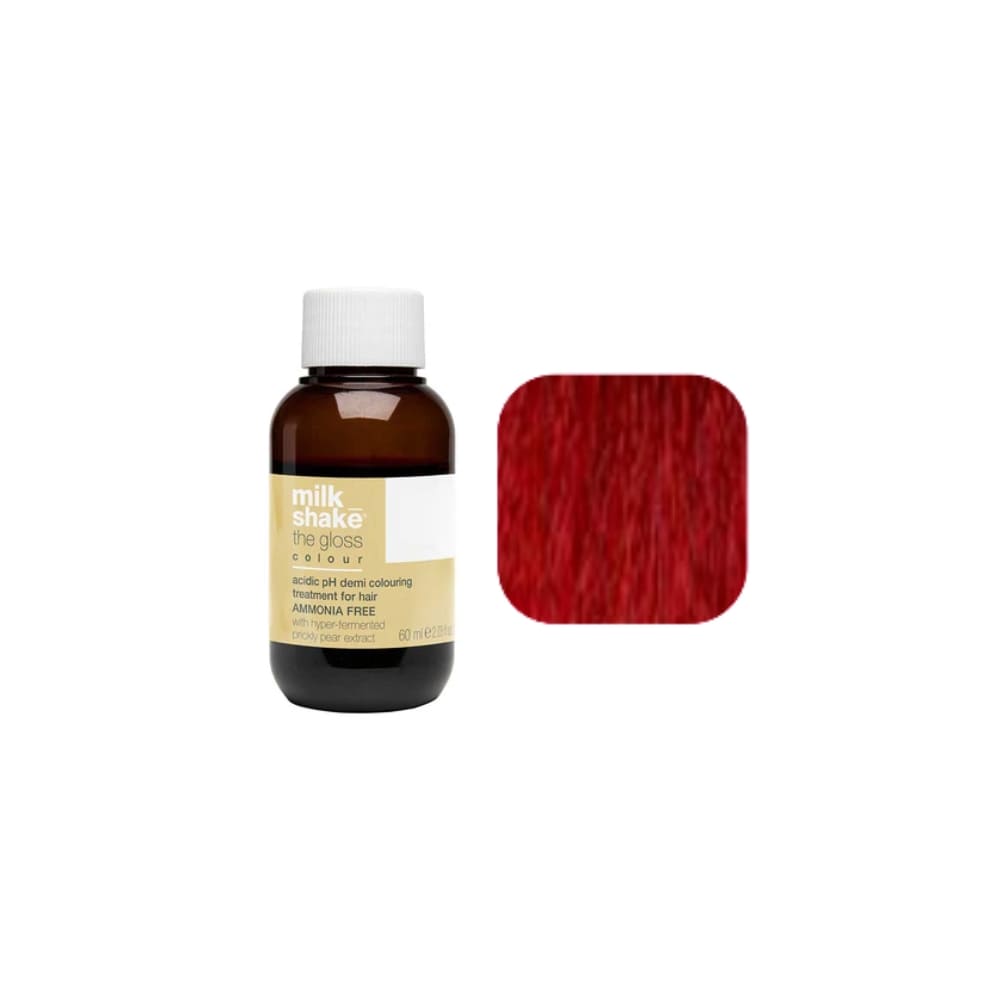 milk_shake The Gloss Colour 7RR Intense Red Medium Blonde (7.66) 60 ml — bottle and shade swatch, plain white background