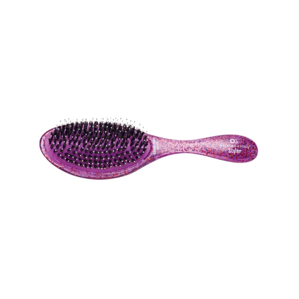 Olivia Garden Styler brush — Sparkle Styling Brush For Smoothing And Shining: oval styler brush, face-on, plain white background