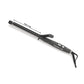 Olivia Garden Curling Iron, extra-long barrel — dark grey Titanium + Ion curling iron with a long smooth barrel and black spring clamp, heat settings and controls on the body, coiled black cord, an Extra Long arrow marked along the barrel, angled view on plain white