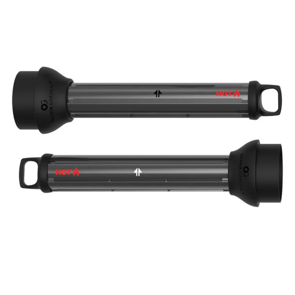 Olivia Garden JetWrap air curling attachments, two ceramic-coated aluminium barrels, on a plain white background