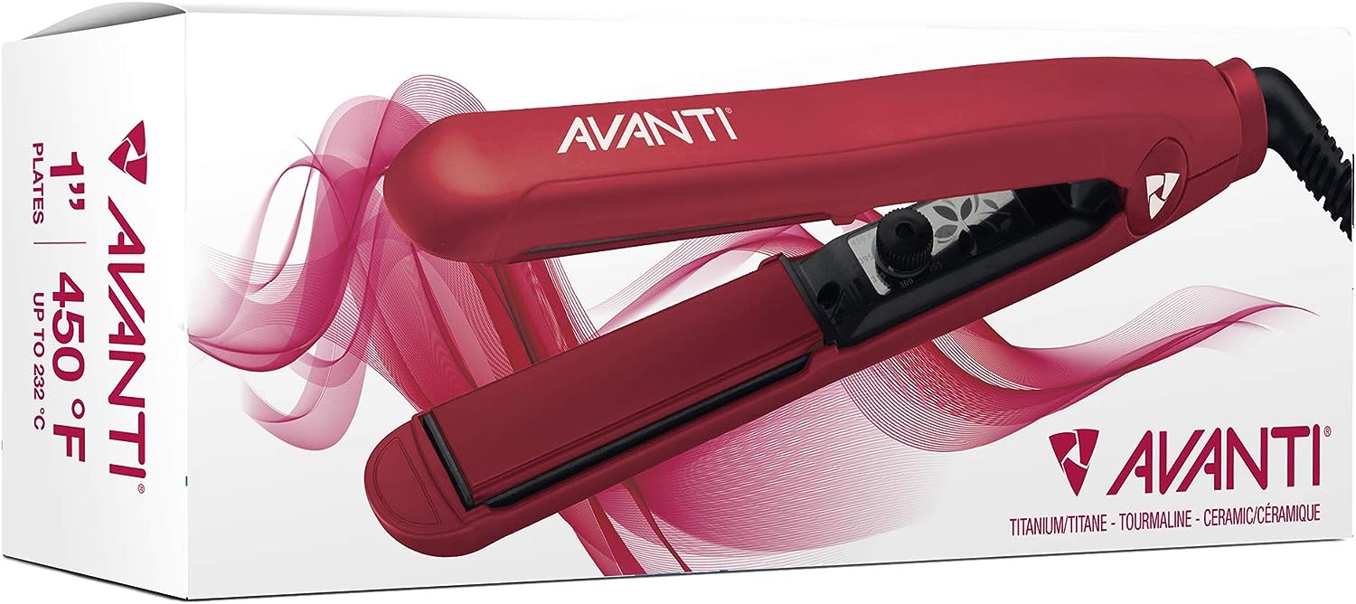 Fer plat titane/tourmaline/céramique rouge 1 po #AVTTRC