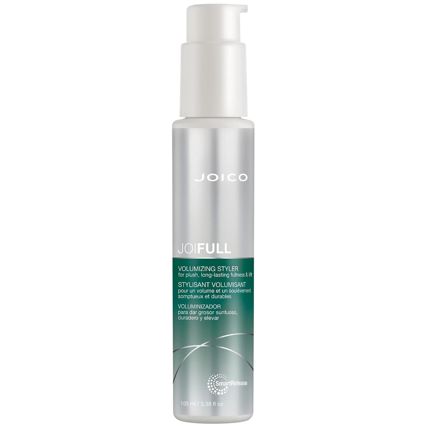 Joico JoiFULL Volumizing Styler — 100 ml pump bottle, front label, plain white background
