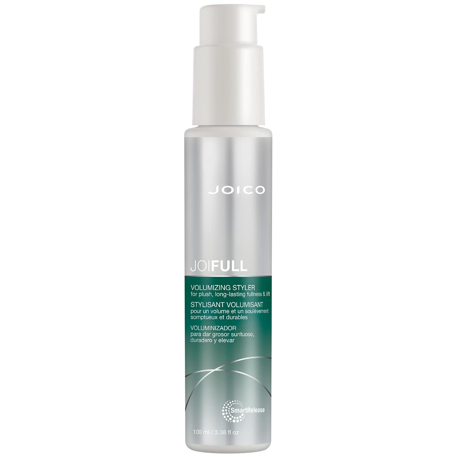 Joico JoiFULL Volumizing Styler — 100 ml pump bottle, front label, plain white background