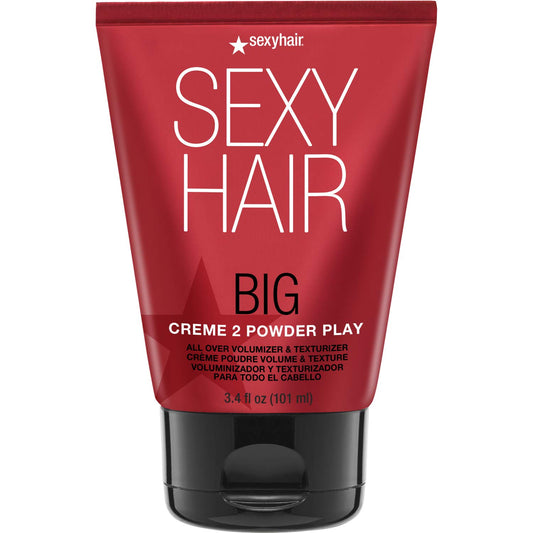 SexyHair Big Creme 2 Powder Play Volumizing & Texturizing Creme — red 3.4 oz (101 ml) tube, front label, plain white background