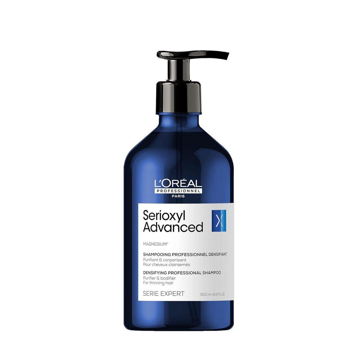 L'Oréal Professionnel Serioxyl Advanced Holiday Duo 2026 — the 500 ml densifying professional shampoo included in the box