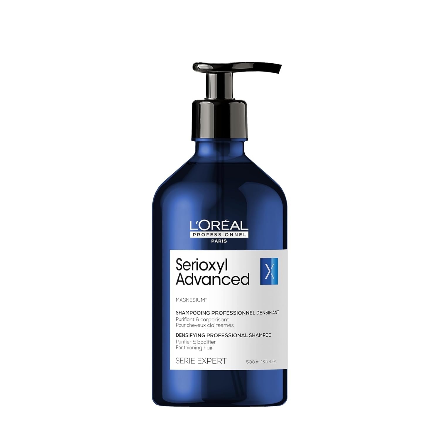 L'Oréal Professionnel Serioxyl Advanced Holiday Duo 2026 — the 500 ml densifying professional shampoo included in the box