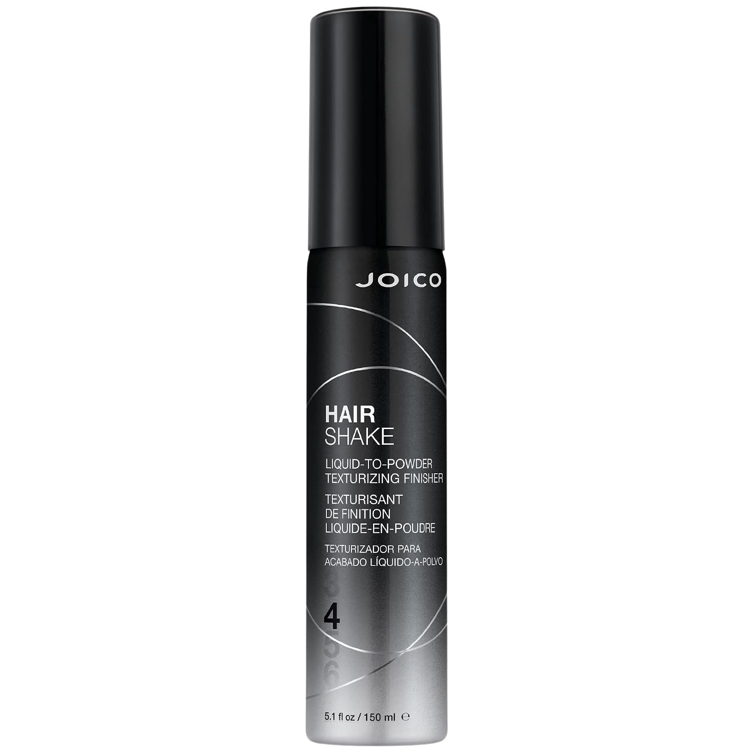 Joico Hair Shake — 150 ml liquid-to-powder texturizing finisher bottle, front label, hold level 4, plain white background