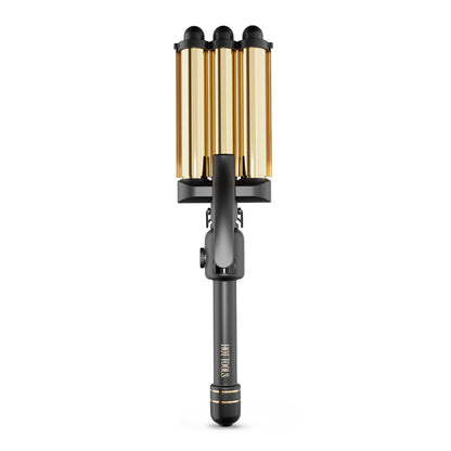 Hot Tools Pro Artist 24K Gold 3 Barrel Waver with three 1" gold-infused barrels, model HTIR8000G