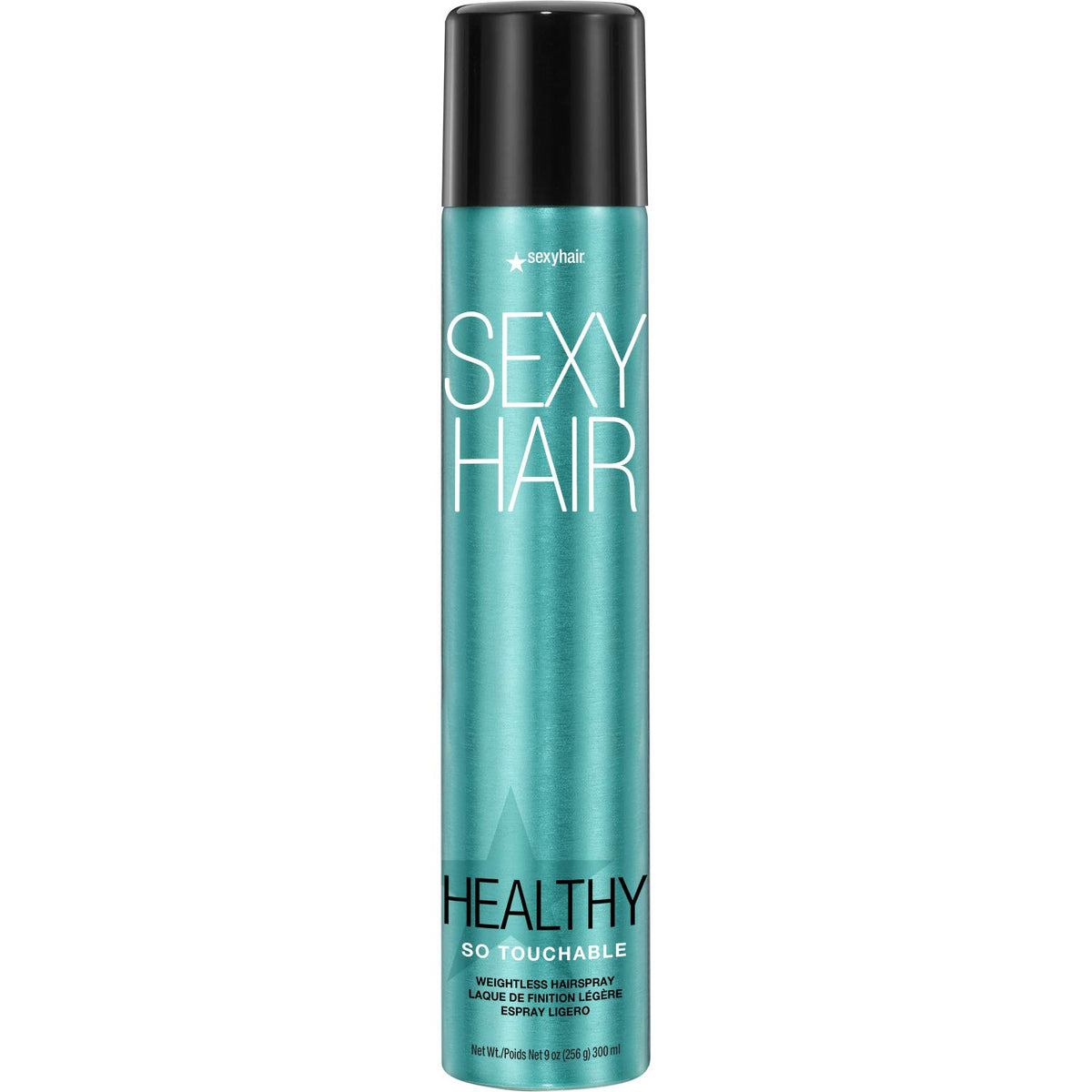SexyHair Healthy So Touchable Weightless Hairspray — teal aerosol can, front label, plain white background