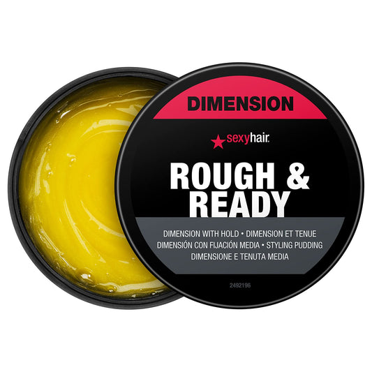 SexyHair Style Rough & Ready Dimension with Hold Styling Putty — open 2.5 oz (70 g) jar showing the putty texture