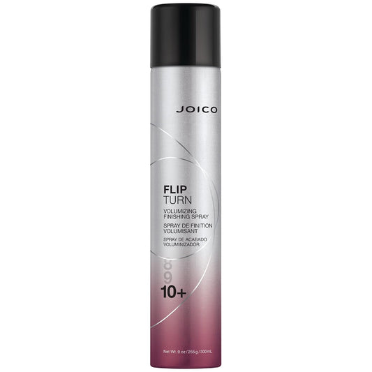 Joico Flip Turn Volumizing Finishing Spray — 300 ml aerosol can, front label, hold level 10+, plain white background