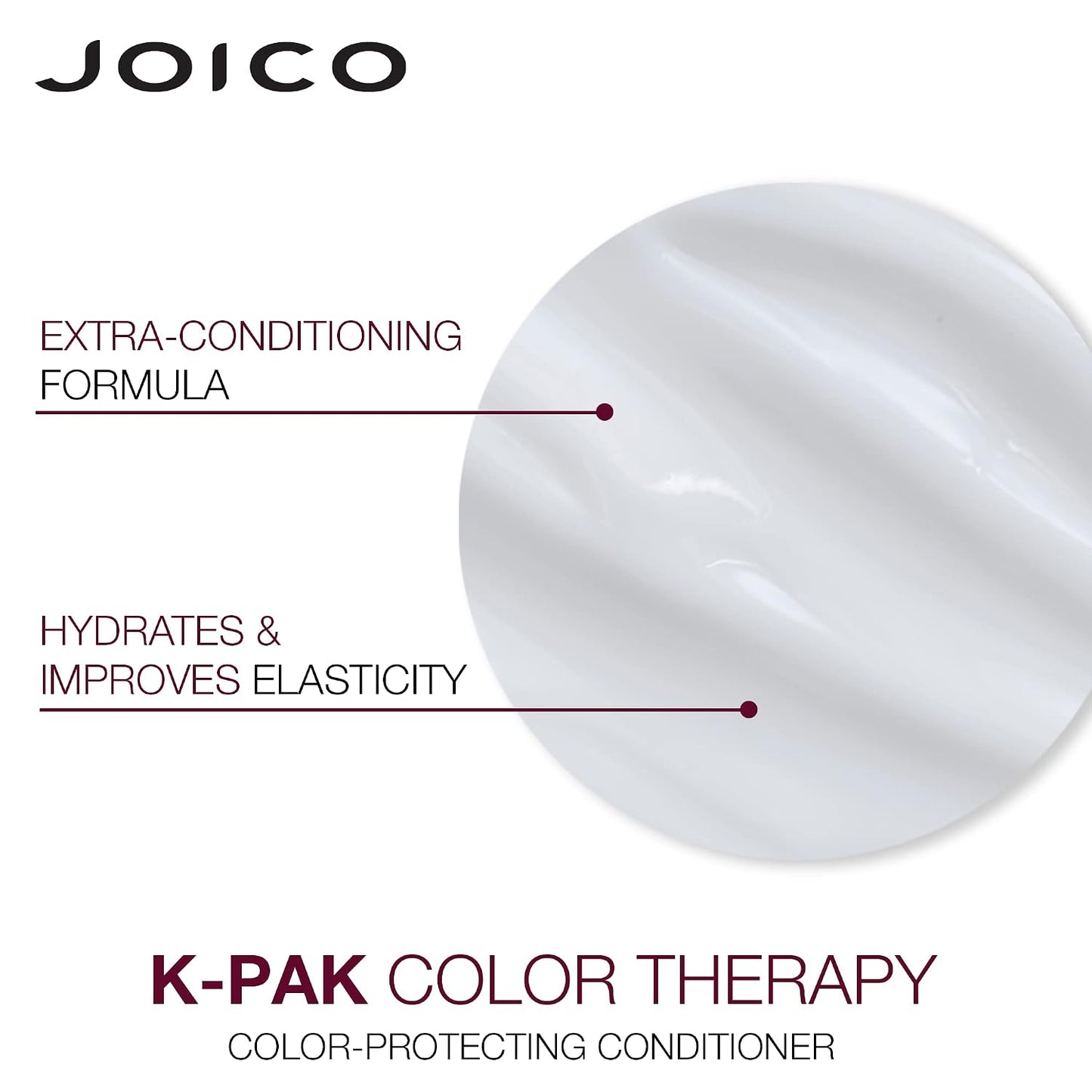 Joico K-PAK Color Therapy Shampoo & Conditioner Duo — conditioner texture swatch — extra-conditioning formula, hydrates and improves elasticity