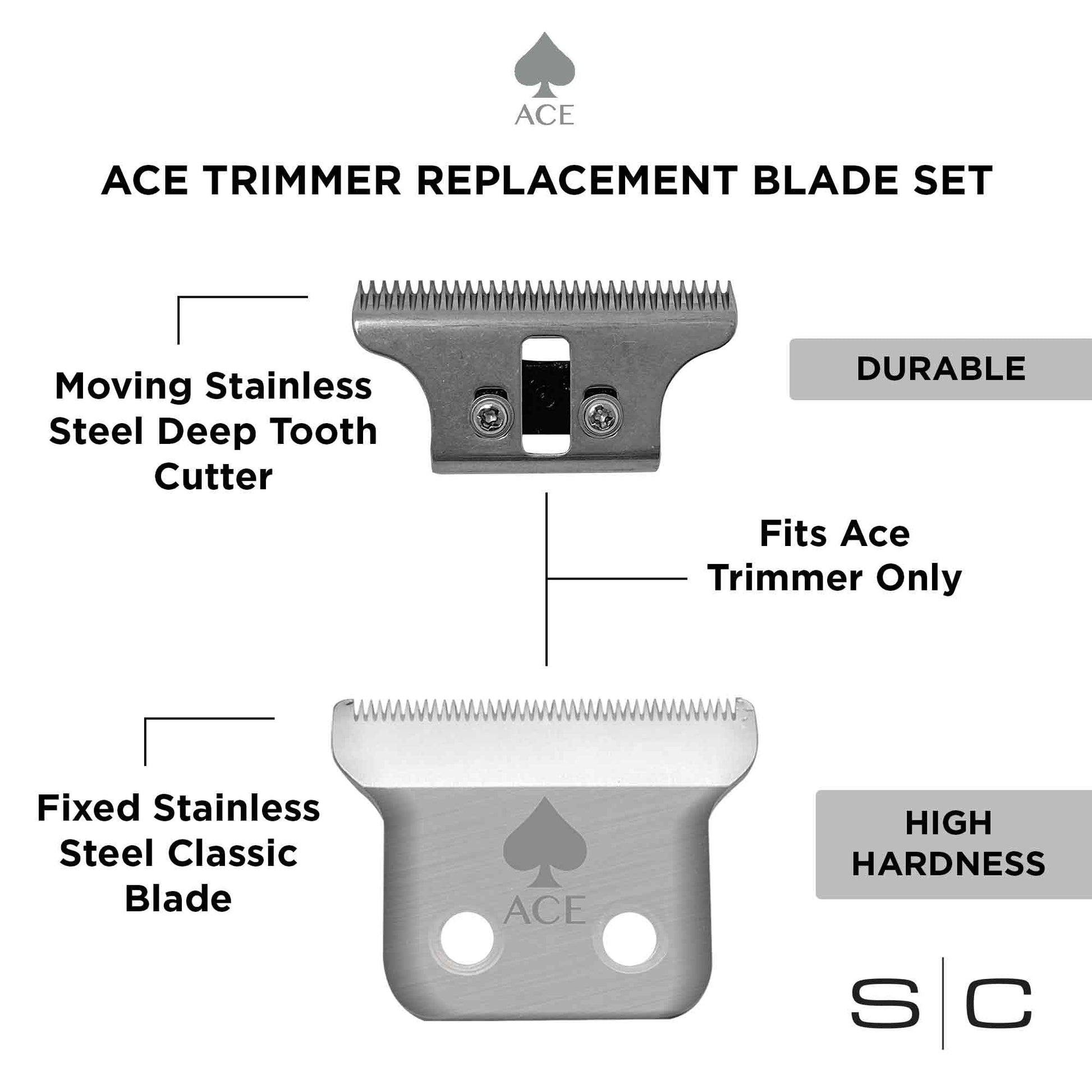 StyleCraft Japanese Stainless Steel Ace Trimmer Blade & Deep Tooth Cutter – Professional